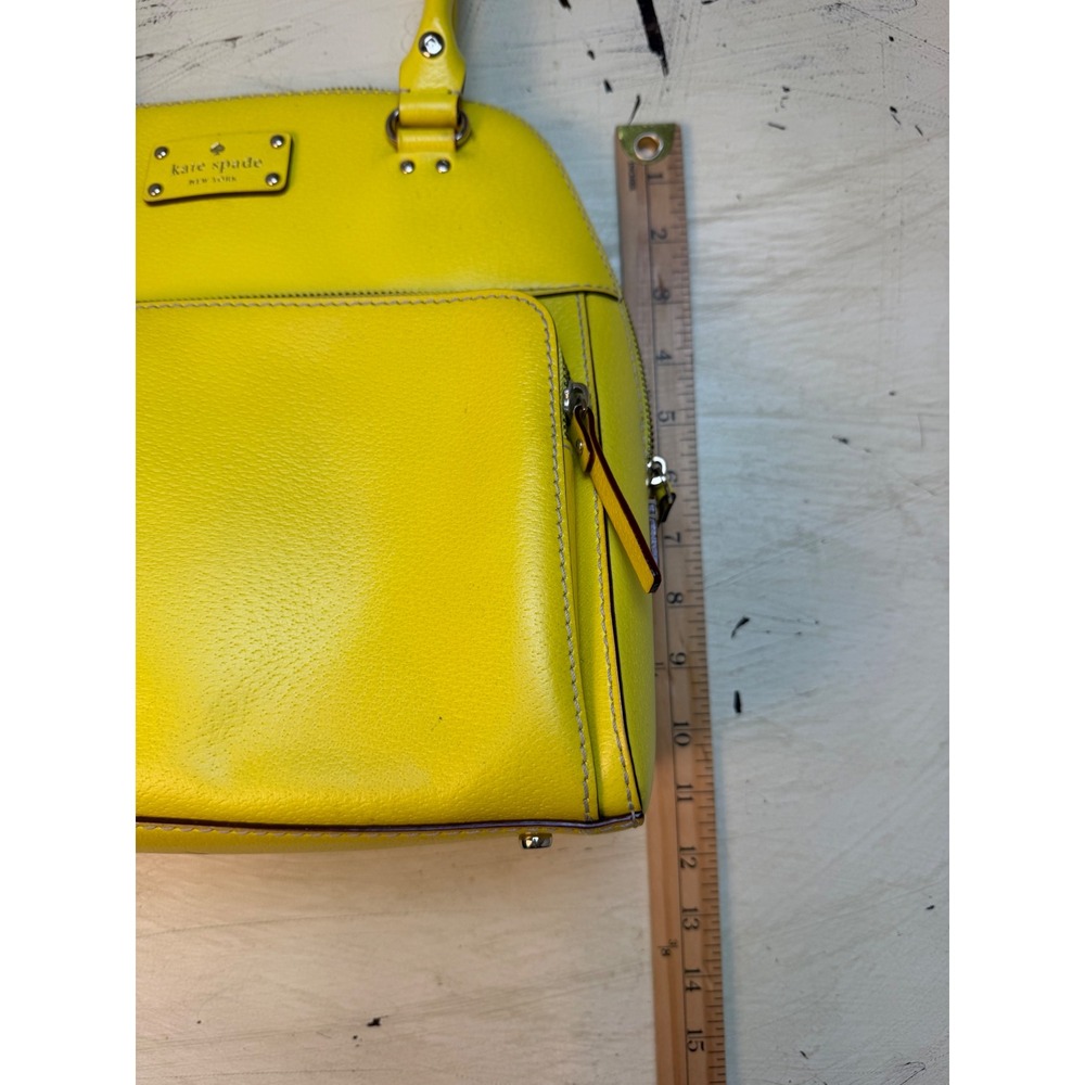 Kate Spade Satchel Womens Medium Yellow Pebbled Leather Dome Bag Summer Bright - Picture 5 of 10